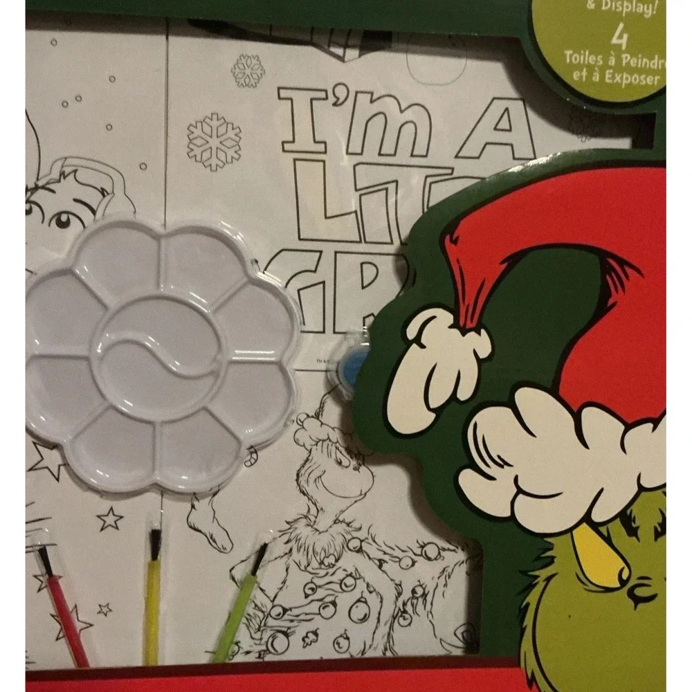 Dr. Suess The Grinch Amazing Art Set, 4 Canvases To Paint, New In Sealed‎ Box
